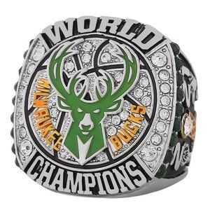 Milwaukee Bucks Championship Ring 2021 NBA Fan Edition Champions Silver Diamonds